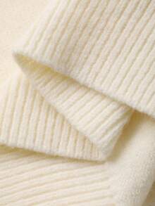 DAZY Autumn White Cute Graphic Date Bow Jacquard Color Block Off Shoulder Pullover Knit Sweater,Loose Casual Fashionable Collegiate Style For Christmas - Beige - View 10