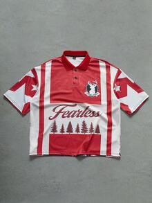 PAVTROS Herren Street-Style beliebtes INS Retro Farbblock Figurenmuster Outdoor Musik Festival Nachtclub Freund Ehemann Geschenk Jahrestags Geschenk Herren Street-Style Poloshirt