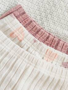 SHEIN 6pcs/Set Baby Girls Autumn New 2025 Newborn Outfit, Heart Print & Solid Color Round Neck Long Sleeve Top With Snap Shoulder, Casual Long Pants, 3 Cute & Simple Fashion Suits - Multicolor - View 7