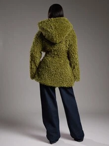 NYA SZN Áo khoác có mũ, áo khoác ngoài, áo khoác thường ngày, phong cách đường phố, trang phục công sở, trang phục đi nhà thờ, trang phục kín đáo, phong cách cổ điển Y2K, trang phục mùa thu đông, trang phục nổi bật cho ngày Valentine dành cho nữ. - màu xanh lá - Xem 2