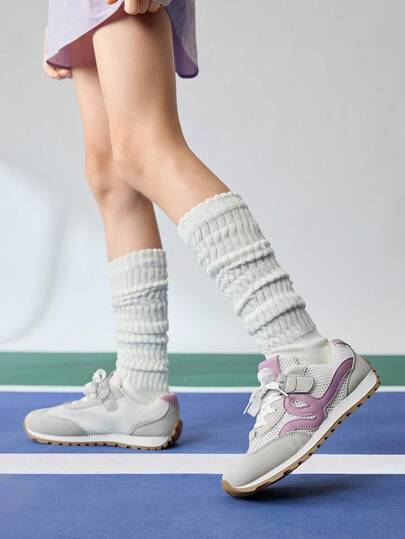 SHEIN 1 Pair Children's Lightweight Breathable Mesh Patchwork Soft-Sole Non-Slip Casual Sneakers For Back To School, Spring/Summer