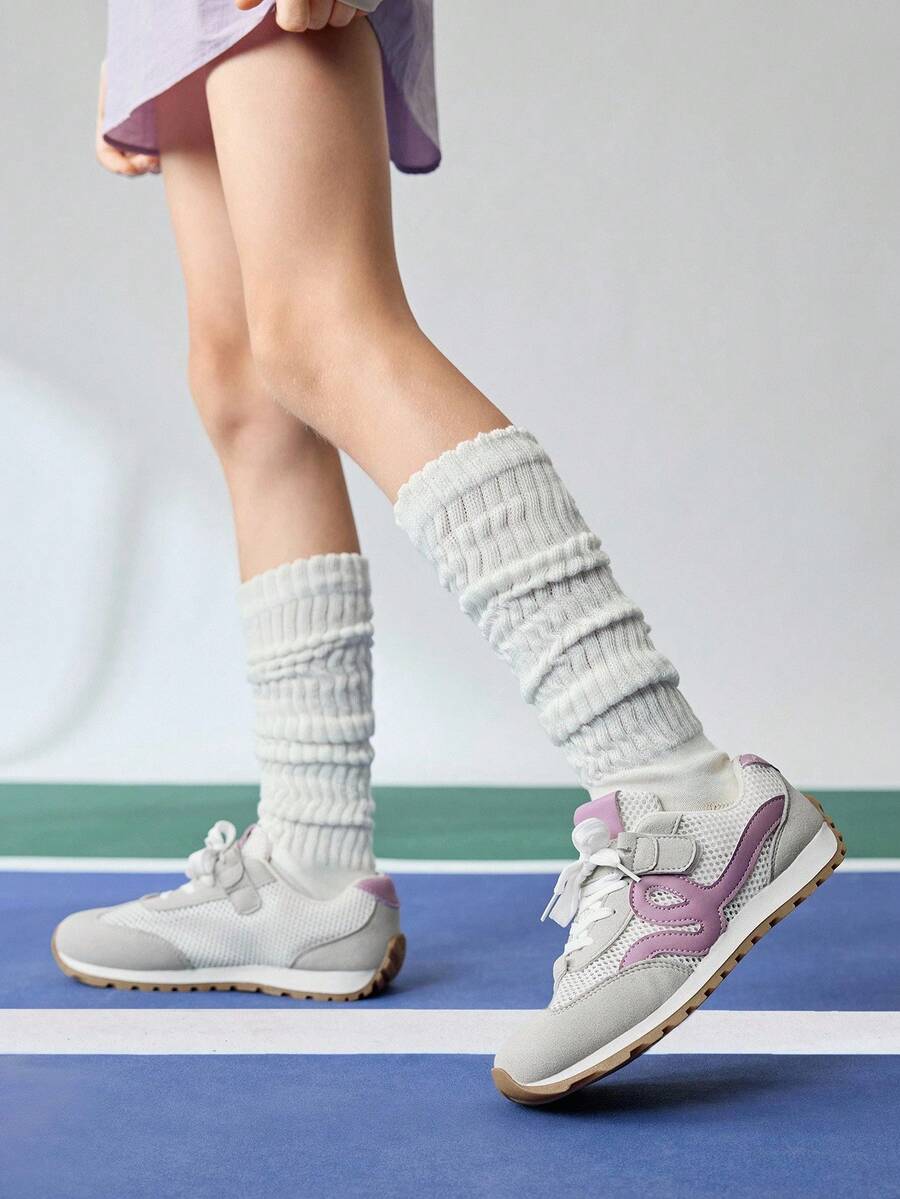 SHEIN 1 Pair Children's Lightweight Breathable Mesh Patchwork Soft-Sole Non-Slip Casual Sneakers For Back To School, Spring/Summer