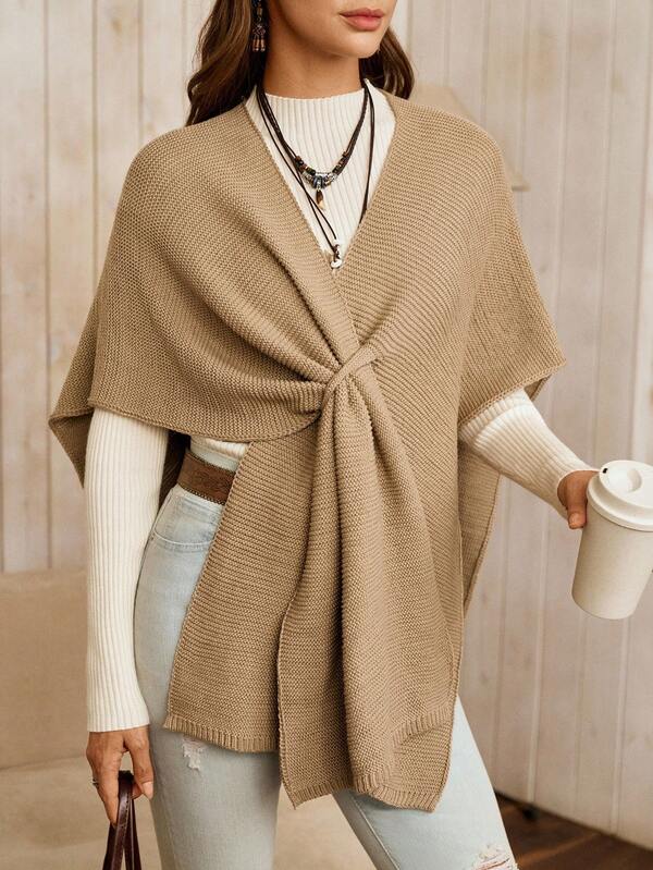 LanaWest Women's Casual Solid Color Batwing Sleeve Cardigan, Autumn/Winter