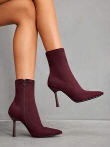 CUCCOO SZL Botas de tacón alto elegantes y de moda para el trabajo de las mujeres - Burdeos - Ver 2