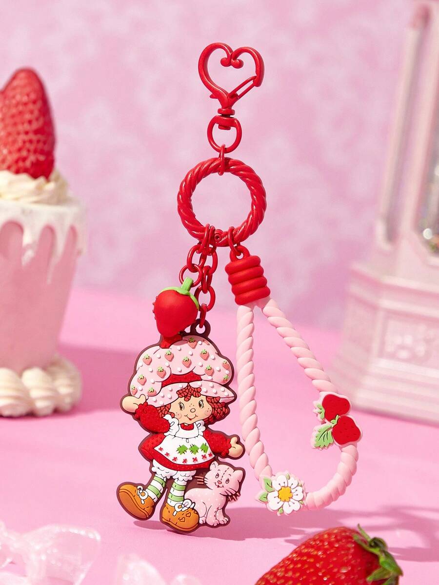Strawberry Shortcake X SHEIN 可爱卡通人物，草莓钥匙扣，包包挂件，礼物，送礼佳品 - 彩色 - 查看 1