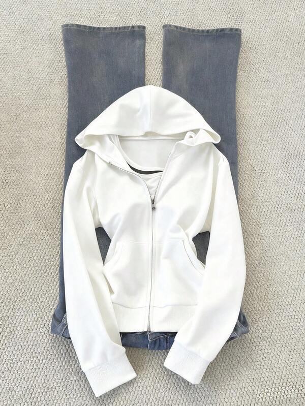 INAWLY Damen Lässig Einfarbiger Hoodie