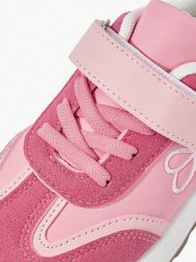 JNSQ A Pair Of Girls' Pink PU And Suede Bow, Embroidery, Lightweight Ballerina Style Shoes Kids Sneakers - Pink - View 6