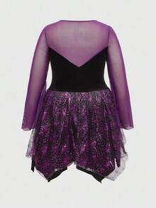 ROMWE Avant Váy hóa trang Halloween phù thủy cỡ lớn cho nữ - Màu tím - Xem 2