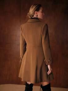 MOTF PREMIUM WOOL WOMEN'S ELEGANT BLEND MID-LENGTH COAT, AUTUMN/WINTER - Mocha Brown - View 3