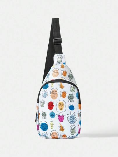 Rick and Morty X SHEIN 男女通用胸包斜挎包，多功能轻便简约胸包，适合户外、徒步旅行、旅行和学校，是送给朋友的创意礼物，生日、圣诞节、毕业典礼，非常适合学生和朋友