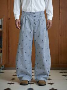 TOKVUE Men's Casual Plaid & Floral Wide Leg Pants, For Fall - Multicolor - View 1