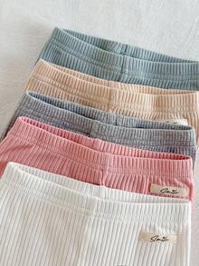 Loomiva 5 Stücke Baby Mädchen Einfarbig Weich Gestrickt Elastische Taille Hosen Set