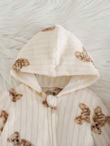 Cozy Pixies Newborn Baby Boy/Girl Cartoon 3D Bear Animal Pattern Fleece Lined Zip-Up Hoodie & Pants 2pcs Set Fall Winter