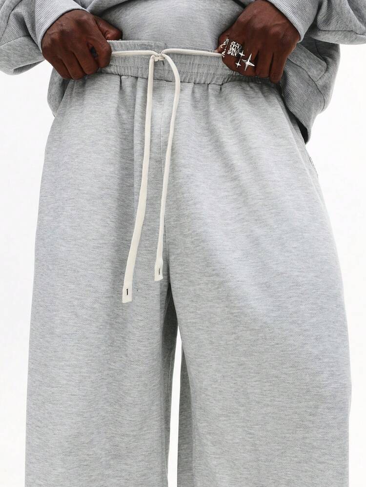 Wide Leg Fleece Sweatpants With Drawstring Waist
