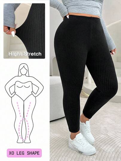 Solflare Plus Size Women High Waist Elastic Casual Pants, Winter,Fall