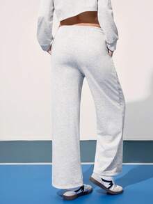 CourtClass Pantalones casuales y versátiles de mujer con cintura elástica y pierna ancha para yoga y entrenamiento