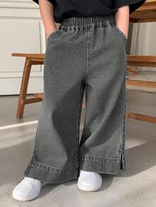 Dazy Kids Young Girl Distressed Denim Jeans, Fall Brushed, Winter - Grey - View 4
