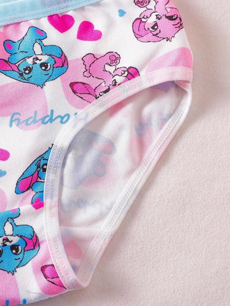 SHEIN 10 Peças/Conjunto Calcinha Fofa de Menina com Estampa de Animal Cartoon, Design de Coelho Colorido, Verão - Azul bebê - Visão 3