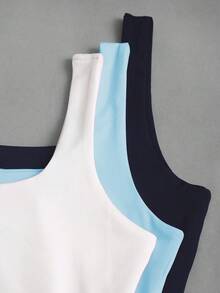 Sweetra Solid Color Pleated Scoop Neck Casual Fashion Tank Top, Summer - Multicolor - View 4