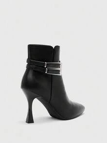 CUCCOO BIZCHIC Botas de tacón alto de color negro para mujer, estilo botín para uso diario
