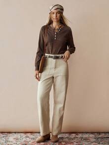 Florisole Pull vintage tricoté, pull ample et décontracté pour femme avec boutons, automne/hiver - Marron - Voir 3