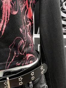 StreetHx Punk Style Wing Print Rhinestone Embellished Women's Lightweight Jacket - Multicolor - View 4