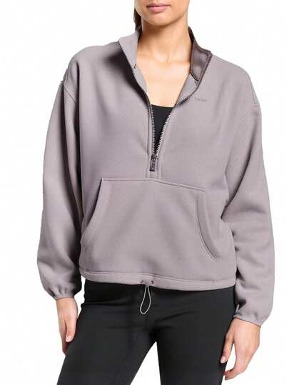 DKNY Women's Half Zip Sweatshirt Grey