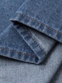 DAZY 女童牛仔领长袖连衣裙 - 藍色 - 查看 5