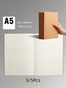SHEIN Sổ tay A5/B5 màu Kraft/đen, sổ ghi chép đơn giản với các ô vuông kẻ ngang, sổ tay trắng số lượng lớn, sổ nhật ký du lịch không kẻ dòng, sổ phác thảo, sổ ghi nhớ, sổ kế hoạch cho văn phòng, lớp học. - Nhiều màu - Xem 21