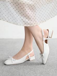 CUCCOO BIZCHIC 女士时尚金色百搭通勤平底鞋 - 白色 - 查看 5