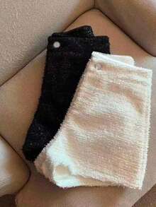 Resyla 2件套女式新款休闲纹理粗花呢面料阔腿短裤