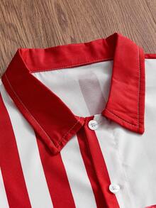 Manfinity VCAY 男士条纹圣诞老人印花衬衫 - 白色 - 查看 3