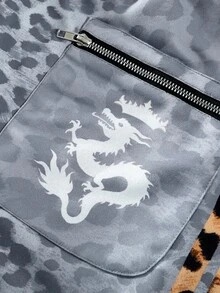 PAVTROS Men Sweatsuit Set, All-Over Leopard Print Pattern, Sweatshirt & Pants Set, Elastic Waistband, Functional Side Pockets, Sweatshirt Features Gray & Black Leopard Print With Modern Abstract Design, Hooded Sweatshirt, Fashionable Oversized Streetwear, Casual For Commute, School, Vacation, Gift For Husband/Boyfriend, Unisex Couple Set, Fall Clothes