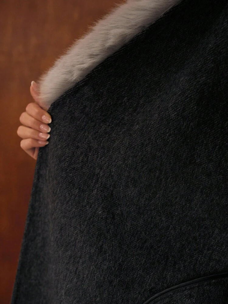 WOOL OMBRE FURRY TRIM OVERCOAT