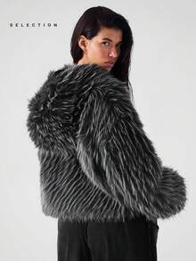 LYSMO SELECTION 2025 New Arrive Minimalism Fall Women's Winter Long Sleeve Zip-Up Hooded Faux Fur Jacket Winter Coat Women Outerwear Hooded Fur Coat Grunge And Punk Chic, Y2K Clothes For Going Out Outfits, Streetwear, And Stockholm Style Halloween Costumes