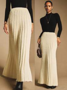 Poéselle Thick Fuzzy Pleated A-Line Sweater Skirt – Cozy Winter Holiday & Christmas, Warm Plush Sweater Skirt For Women 2025,Fuzzy Sweater Skirt,A-Line Long Sweater Skirt,Winter Holiday Skirt,Cozy Christmas,Pleated Sweater Skirt,Warm Plush Sweater Skirt For Winter