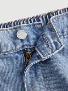 SHEIN Tall CURVE Jeans anchos y sueltos con efecto desgastado de moda casual para mujer de talla grande