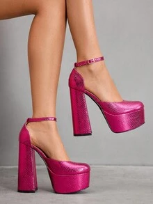 CUCCOO SZL Women's Versatile Comfortable Waterproof Platform High Heel Shoes, Suitable For Parties And Gatherings