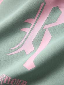 JNSQ Tween Girls Loose Fit Crew Neck Long Sleeve Graphic Letter Print Sweatshirt, Suitable For Autumn, Winter Daily Wear, Outdoor Activities, Vacation, Streetwear, Party And Casual