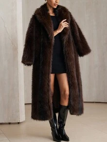 Aveloria Modichic Último cárdigan largo con cinturón y decoración de hebilla de metal, de ajuste holgado, con cuello de peluche sintético en estilo tie-dye ondulado