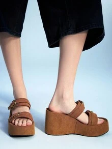 Sugerpunk 女士时尚厚底坡跟凉鞋，夏季