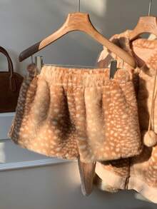 Comfortcana 女式动物印花松紧腰宽松时尚毛绒短裤 - 彩色 - 查看 7