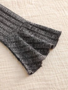 3 件套女童罗纹吊带背心、长袖上衣和裤子休闲家居服套装，灰色 - 灰色 - 查看 3