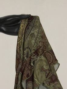 SHEIN ICON Women's Sexy Millennial Style Y2K Young Fashion Bohemian Style Green Paisley Pattern Print Bow Tie V-Neck Asymmetrical Ruffle Hem Slim Fit Top