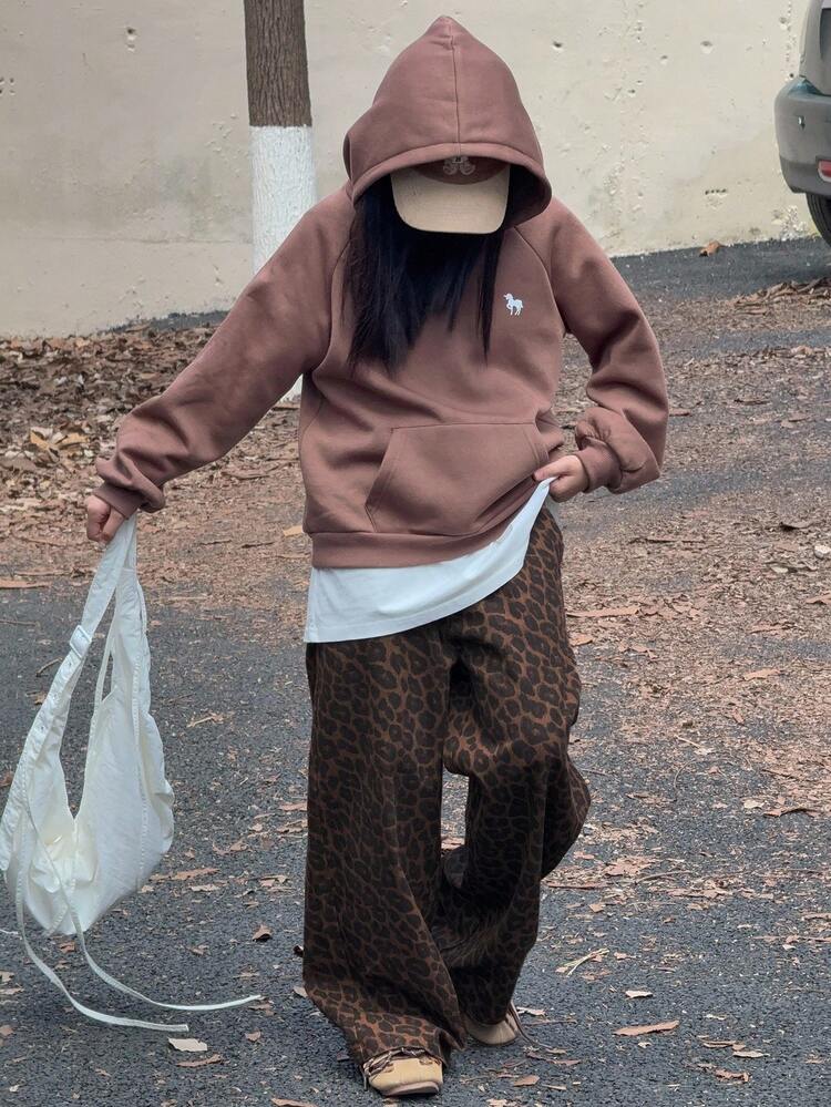 Casual Street Style Loose Wide Leg Everyday Tween Girls Pants Vacation