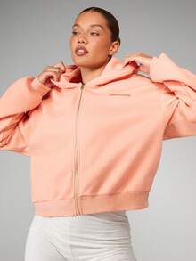 MISSGUIDED Áo nỉ trùm đầu cỡ lớn có khóa kéo toàn bộ dành cho nữ, áo nỉ lông cừu mềm mại mặc ở nhà mùa đông, có túi phía trước, chất lượng cao - trái cam - Xem 6