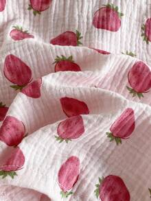 SHEIN 2pcs Newborn Baby Girls' Cute Strawberry Long Sleeve Top Pants Pajama Set Casual Kawaii Sleepwear Autumn Light Pink Clothes Lounge Night - Baby Pink - View 7