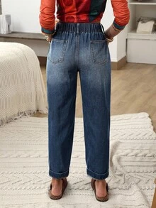 EMERY ROSE بنطلون جينز نسائي بجيب ذو لون أحادي مريح وقابل للتحويل