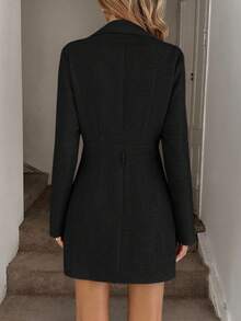 Easowa Button Front Long Sleeve Casual Loose Commuter Vintage Style Women Short Dress Button Up Shirt Dress Fall Dress Women Shirt Dress Long Sleeve Black Dress Casual Black Dress,Dresses For Women Elegant