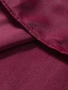 Manfinity Mode Plus Size Men Solid Color Front Button Business Casual Long Sleeve Shirt, Fall - Burgundy - View 4